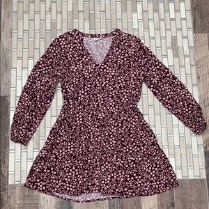 GAP Burgundy and Pink Long Sleeve Dress